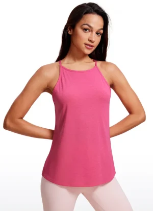 Online CRZ YOGA Halter Hip-Length High Neck Tank