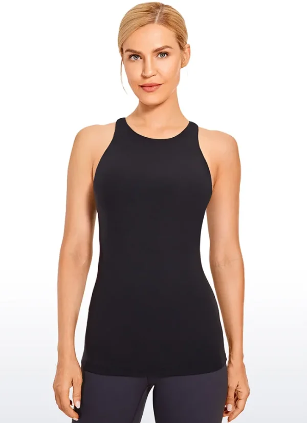 Store CRZ YOGA High Neck Built-in Bra Tanks Racerback