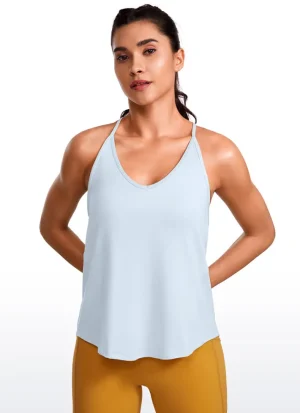 Clearance CRZ YOGA Lightweight Halter Tie Back Tank V Neck