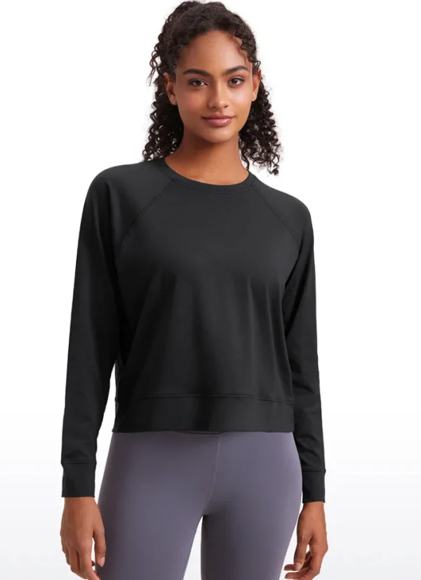 Best Sale CRZ YOGA Lightweight Pullover Long Sleeves Crew Neck