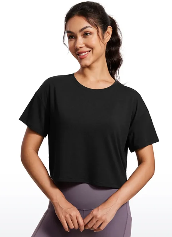 Fashion CRZ YOGA Open Back Cropped Short Sleeves