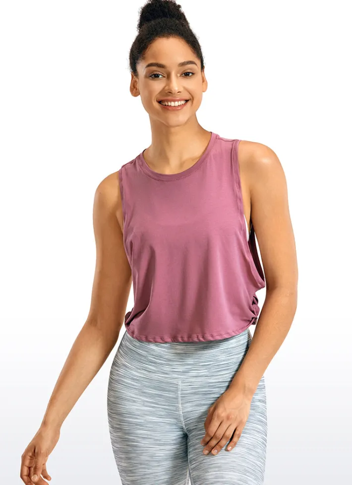 Fashion CRZ YOGA Pima Cotton Crop Tank Deep Armhole
