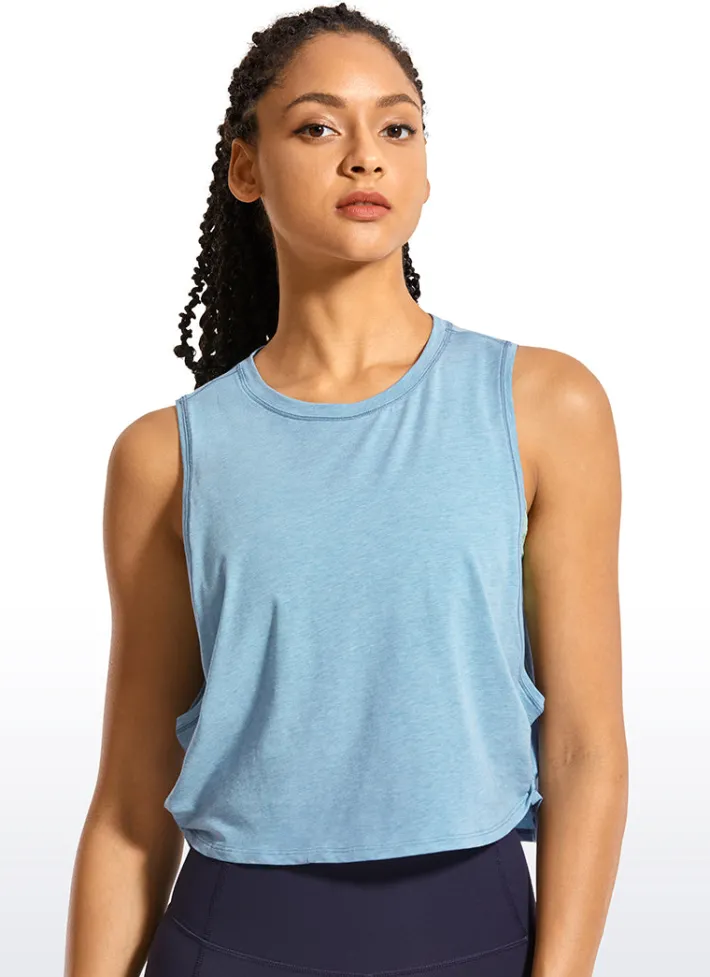 Fashion CRZ YOGA Pima Cotton Crop Tank Deep Armhole