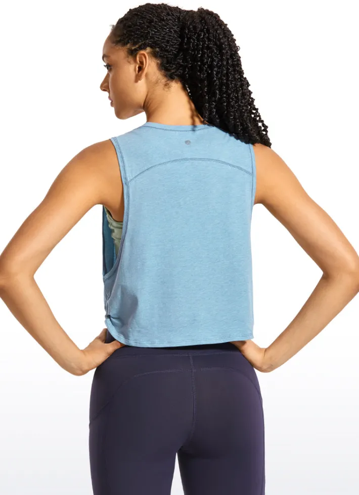 Fashion CRZ YOGA Pima Cotton Crop Tank Deep Armhole