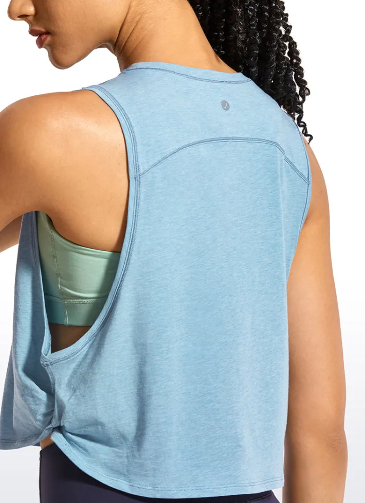 Fashion CRZ YOGA Pima Cotton Crop Tank Deep Armhole