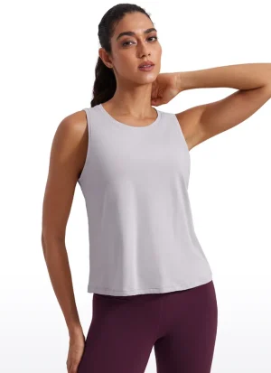 Best CRZ YOGA Pima Cotton Crop Tank Round Neck