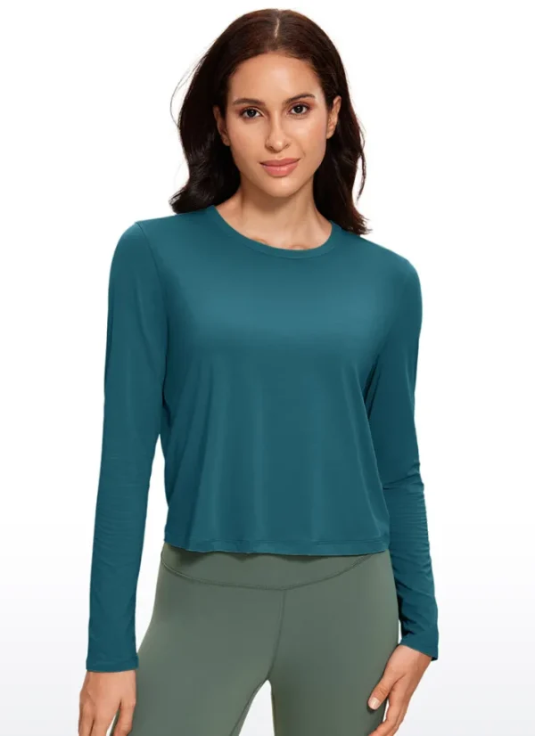 New CRZ YOGA Pima Cotton Cropped Long Sleeve Classic Fit