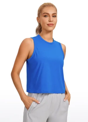 New CRZ YOGA Pima Cotton High Neck Cropped Tank Tops