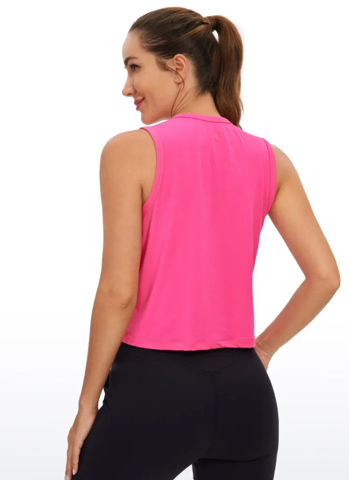Sale CRZ YOGA Pima Cotton High Neck Cropped Tank Tops