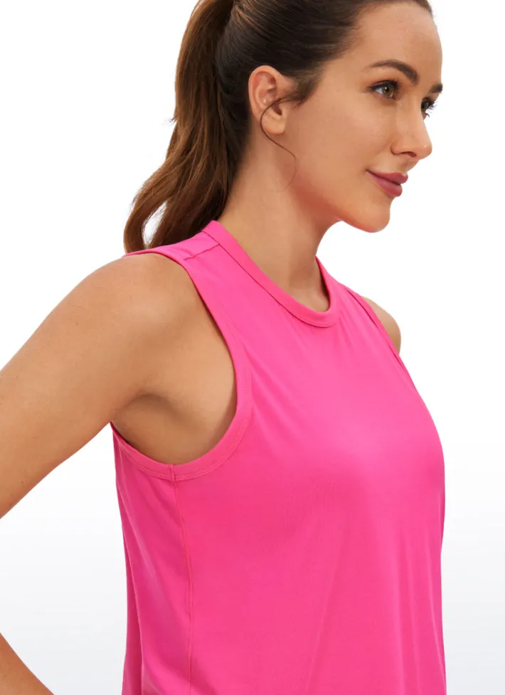 Sale CRZ YOGA Pima Cotton High Neck Cropped Tank Tops