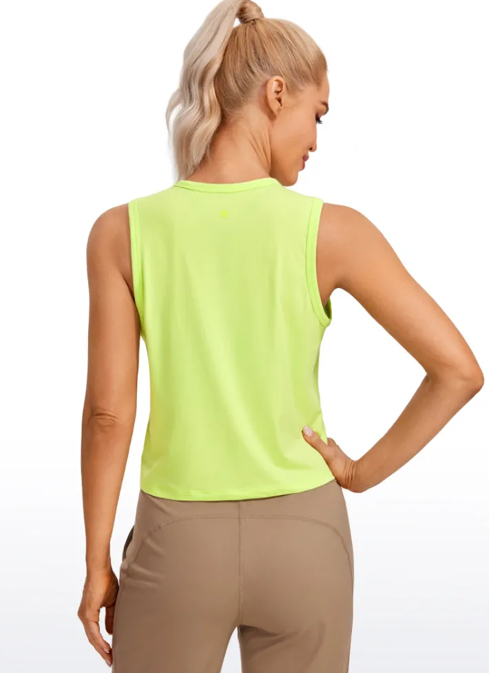 Sale CRZ YOGA Pima Cotton High Neck Cropped Tank Tops