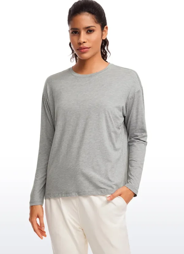 Sale CRZ YOGA Pima Cotton Long Sleeves Crew Neck