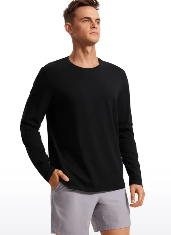 Best Sale CRZ YOGA Pima Cotton Pro Long Sleeves Round Neck