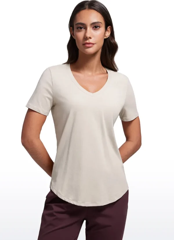 Store CRZ YOGA Pima Cotton Pro Short Sleeves V Neck