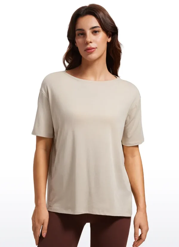 Store CRZ YOGA Pima Cotton Short Sleeves Boat Neck