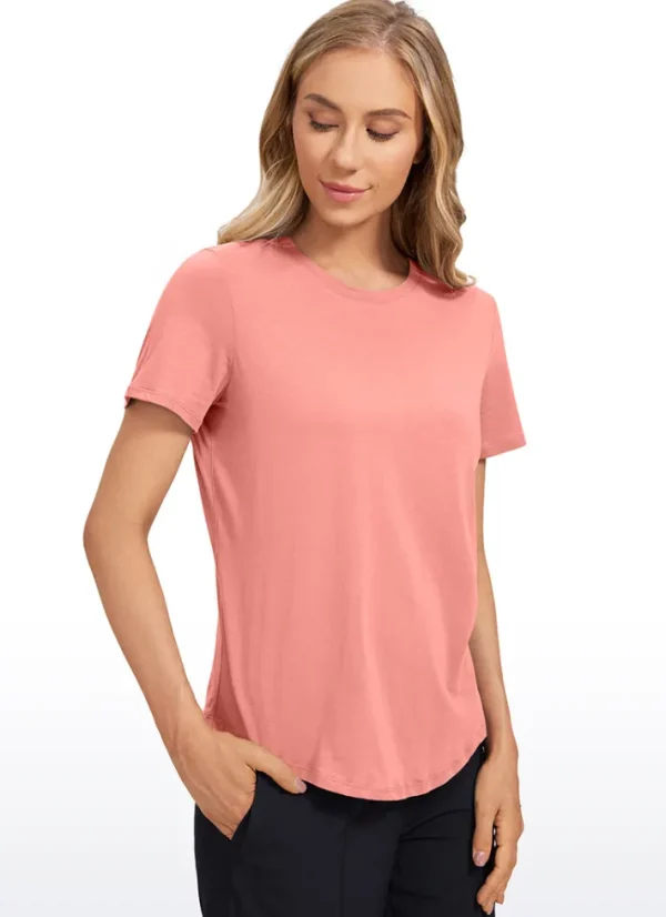 Shop CRZ YOGA Pima Cotton Short Sleeves Round Neck