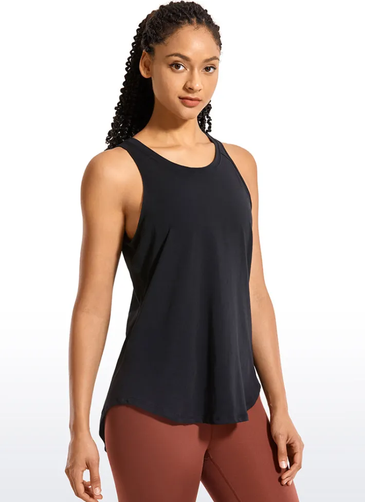 Shop CRZ YOGA Pima Cotton Tank Split Open Back