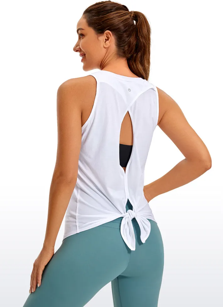 Shop CRZ YOGA Pima Cotton Tank Split Open Back