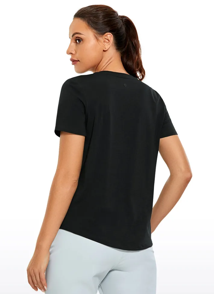 Store CRZ YOGA Pima Cotton Yoga Short Sleeves V-Neck