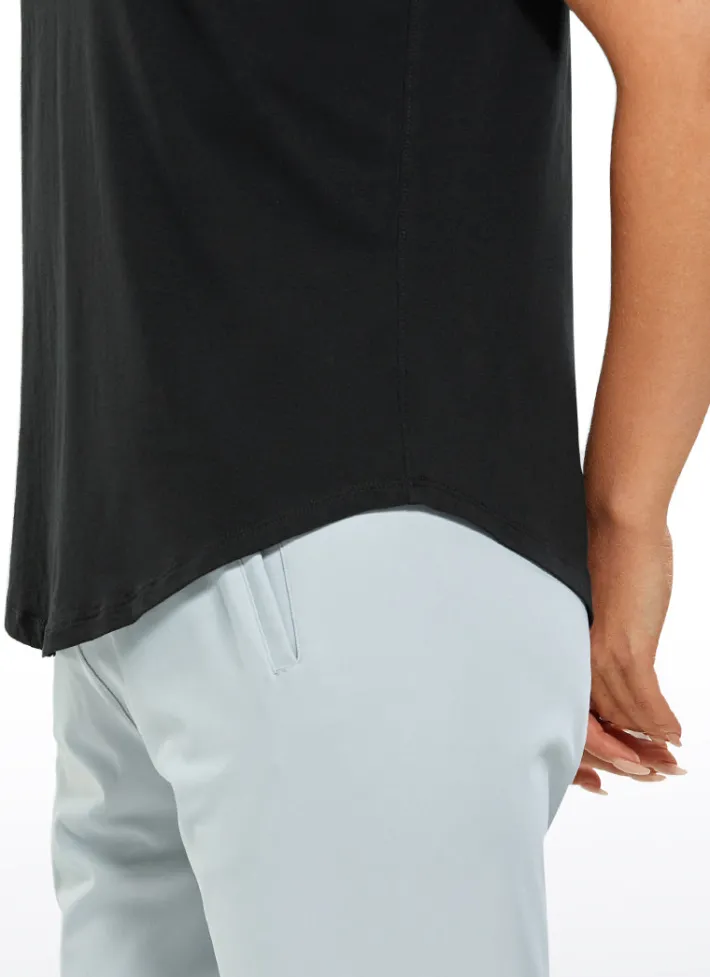 Store CRZ YOGA Pima Cotton Yoga Short Sleeves V-Neck