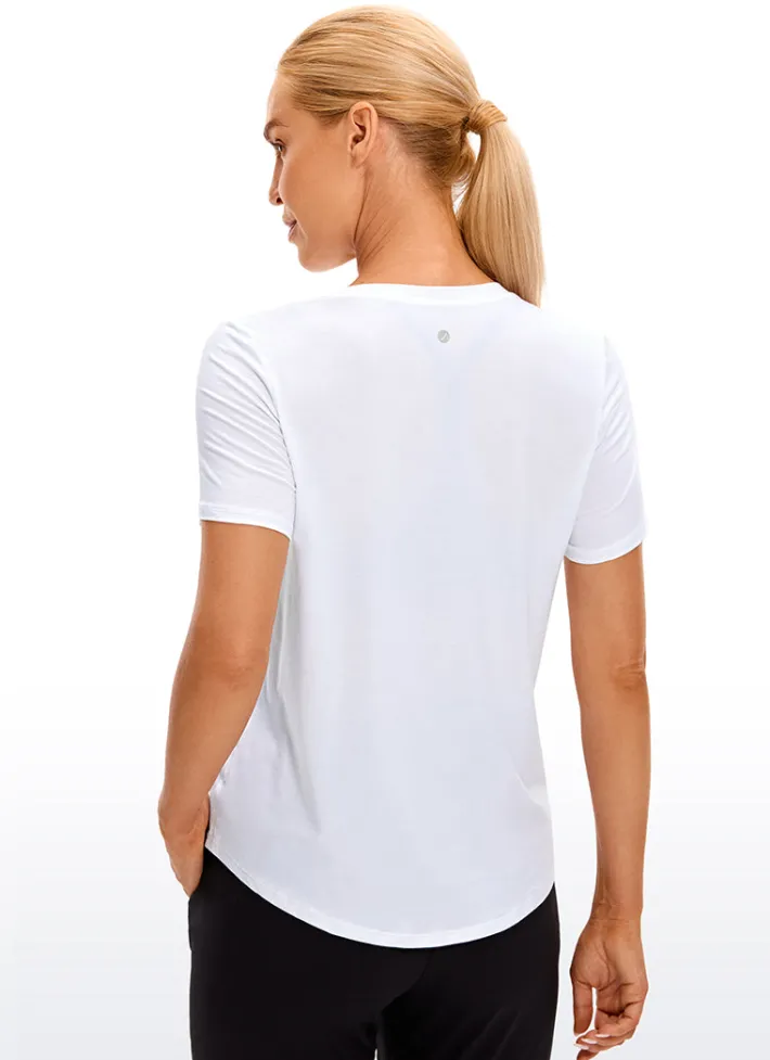 Store CRZ YOGA Pima Cotton Yoga Short Sleeves V-Neck