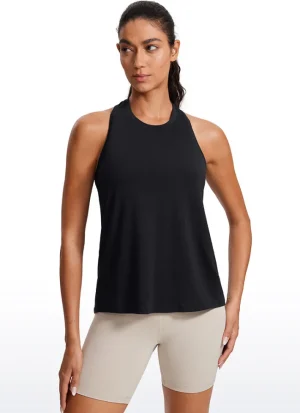 Shop CRZ YOGA Racerback High Crewneck Workout Tanks Casual Sleeveless