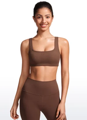 Hot CRZ YOGA Ribbed Square Neck Padded Mini Bra