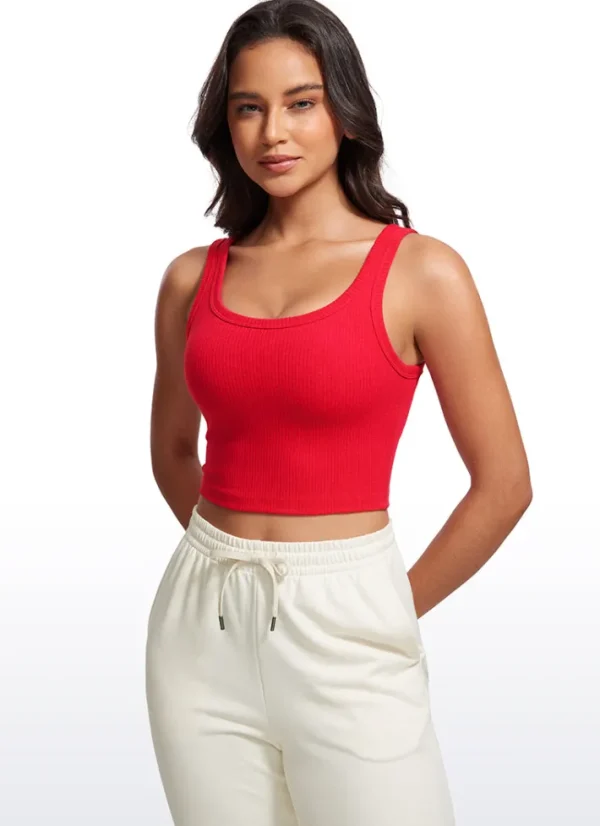 Outlet CRZ YOGA Ribbed U Neck Build-in Bra Tanks