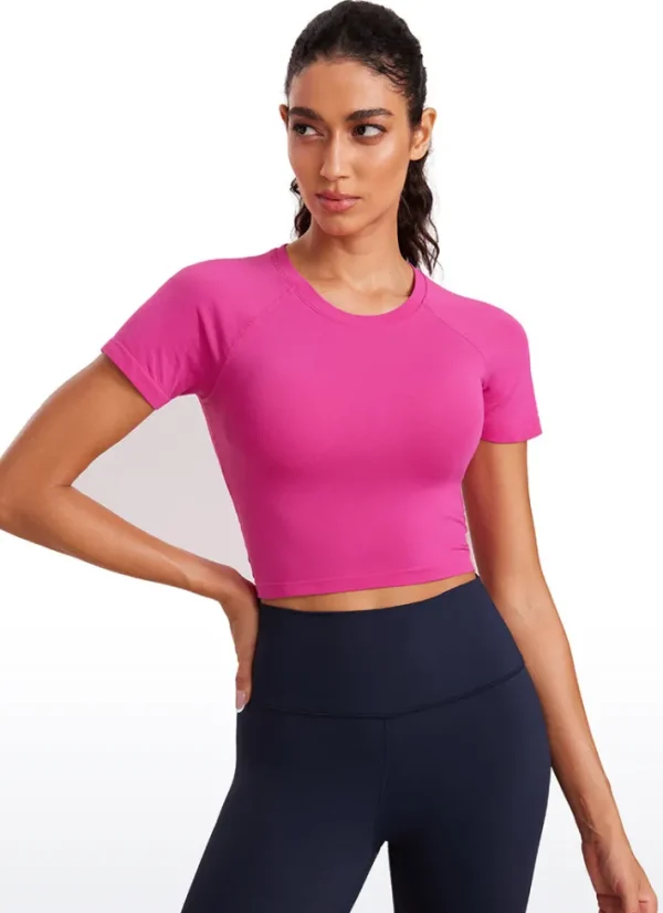 Flash Sale CRZ YOGA Seamless Crew Neck Cropped Short Sleeves