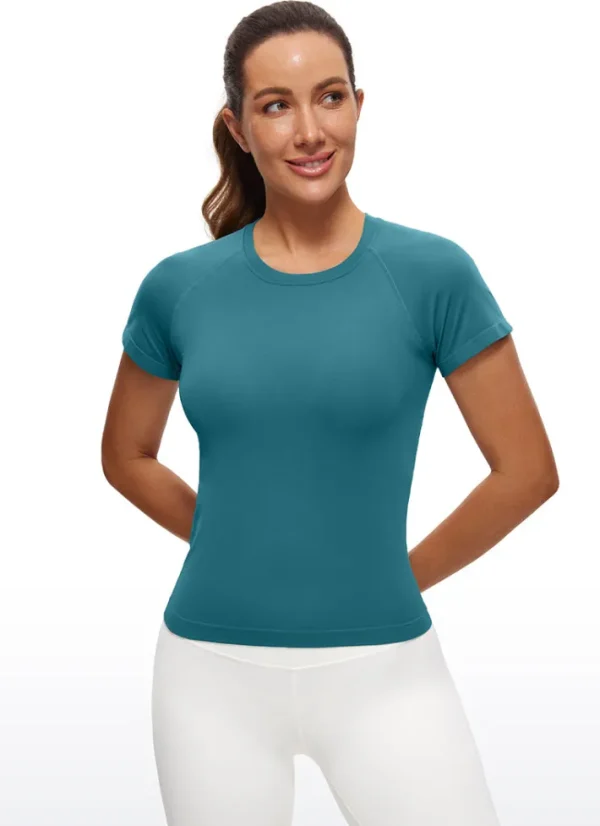 Fashion CRZ YOGA Seamless High Neck Short Sleeves Waist Length