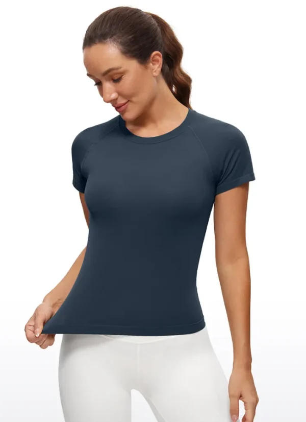 Store CRZ YOGA Seamless High Neck Short Sleeves Waist Length