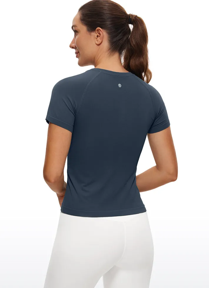 Store CRZ YOGA Seamless High Neck Short Sleeves Waist Length