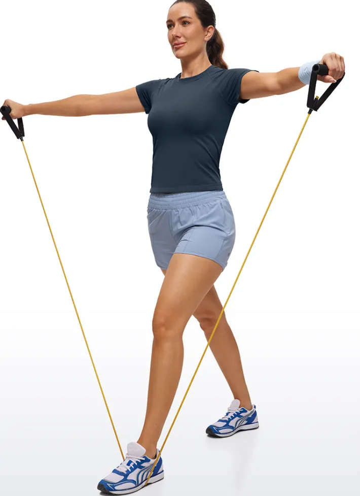 Store CRZ YOGA Seamless High Neck Short Sleeves Waist Length