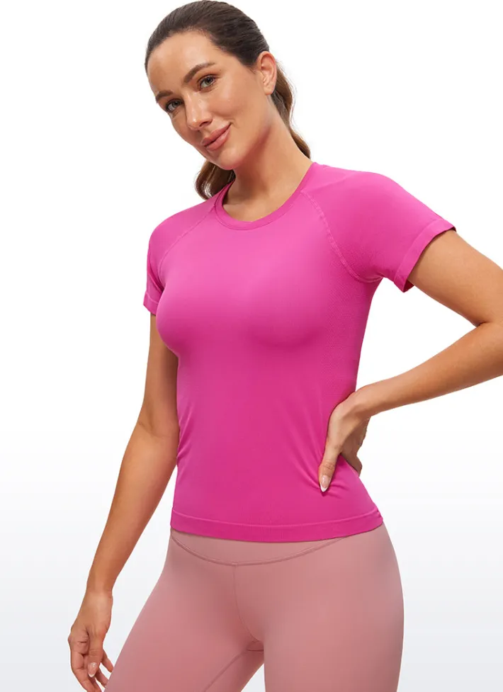 Store CRZ YOGA Seamless High Neck Short Sleeves Waist Length