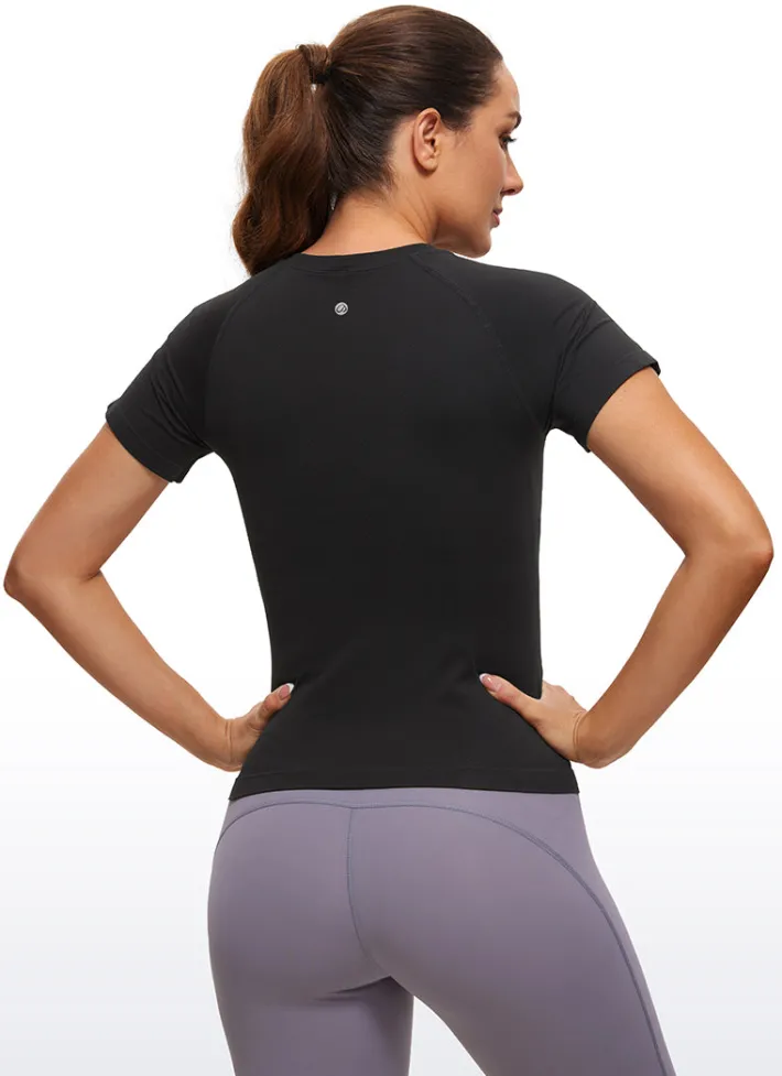 Store CRZ YOGA Seamless High Neck Short Sleeves Waist Length