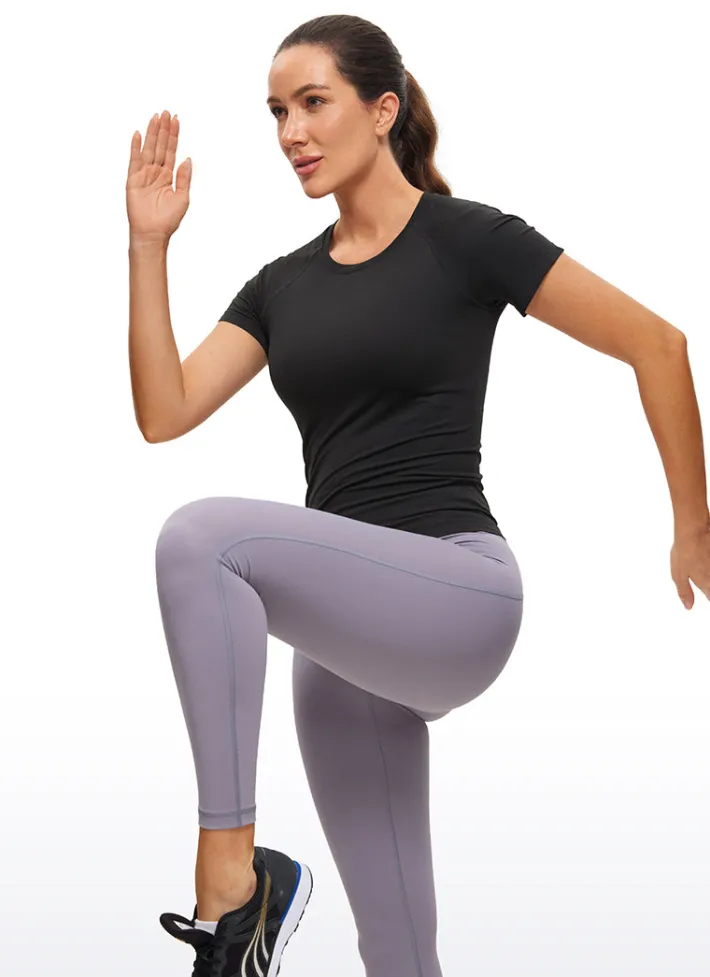 Store CRZ YOGA Seamless High Neck Short Sleeves Waist Length