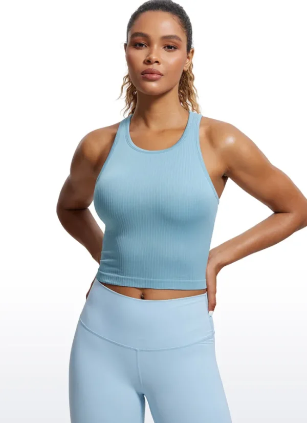 Online CRZ YOGA Seamless Ribbed Longline High Neck Crop Tank Racerback