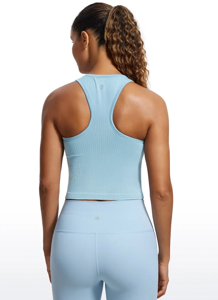 Online CRZ YOGA Seamless Ribbed Longline High Neck Crop Tank Racerback