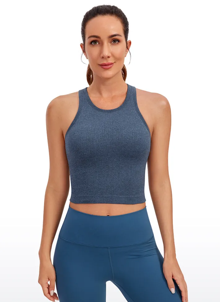 Online CRZ YOGA Seamless Ribbed Longline High Neck Crop Tank Racerback