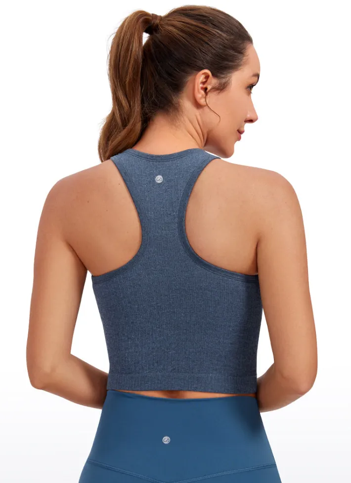Online CRZ YOGA Seamless Ribbed Longline High Neck Crop Tank Racerback