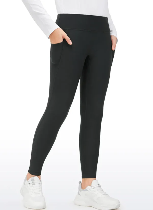 New CRZ YOGA Thermal Fleece Lined Soft Girls Water-Resistant Pocketed Leggings