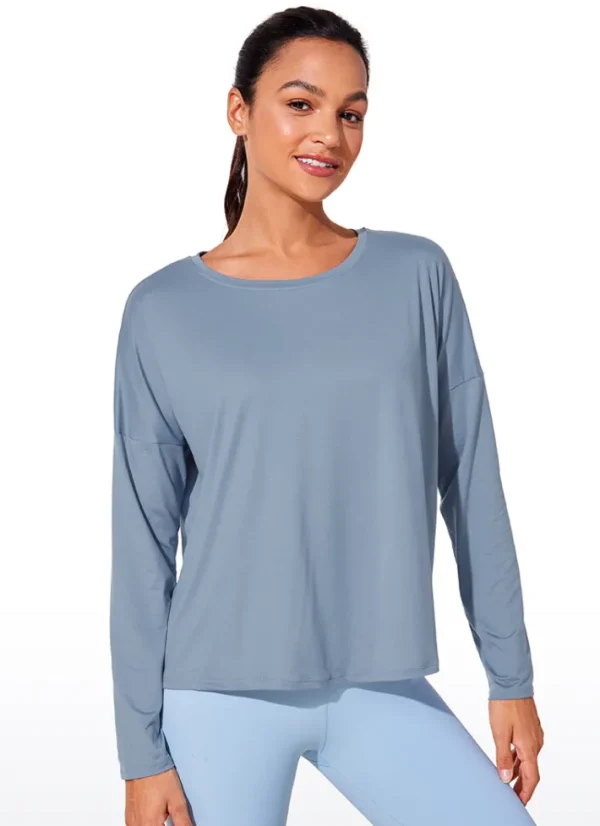 Fashion CRZ YOGA UPF 50+ Lightweight Heather Cropped Long Sleeves