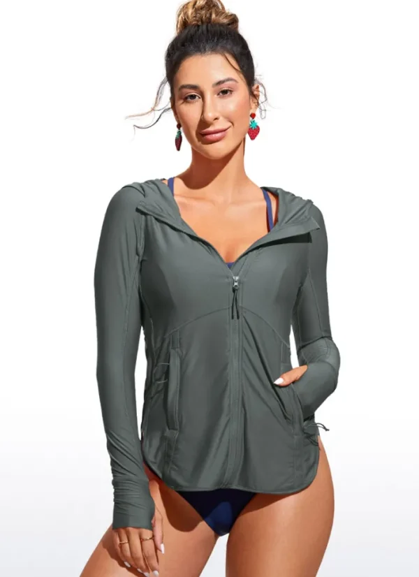 Cheap CRZ YOGA UPF 50+ Zip Front Rash Guard